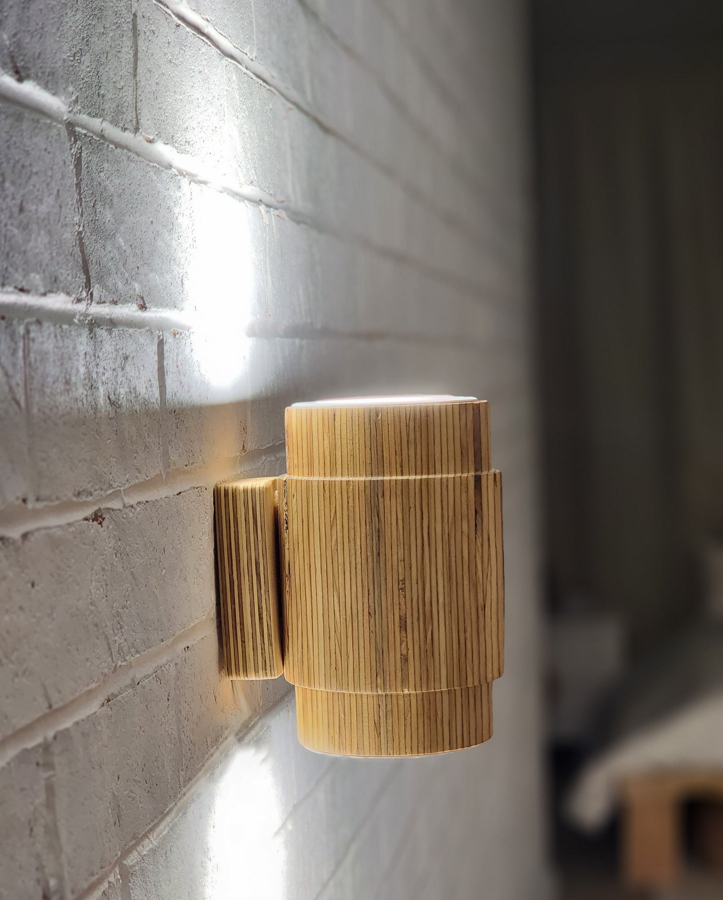 Timber up/down wall light