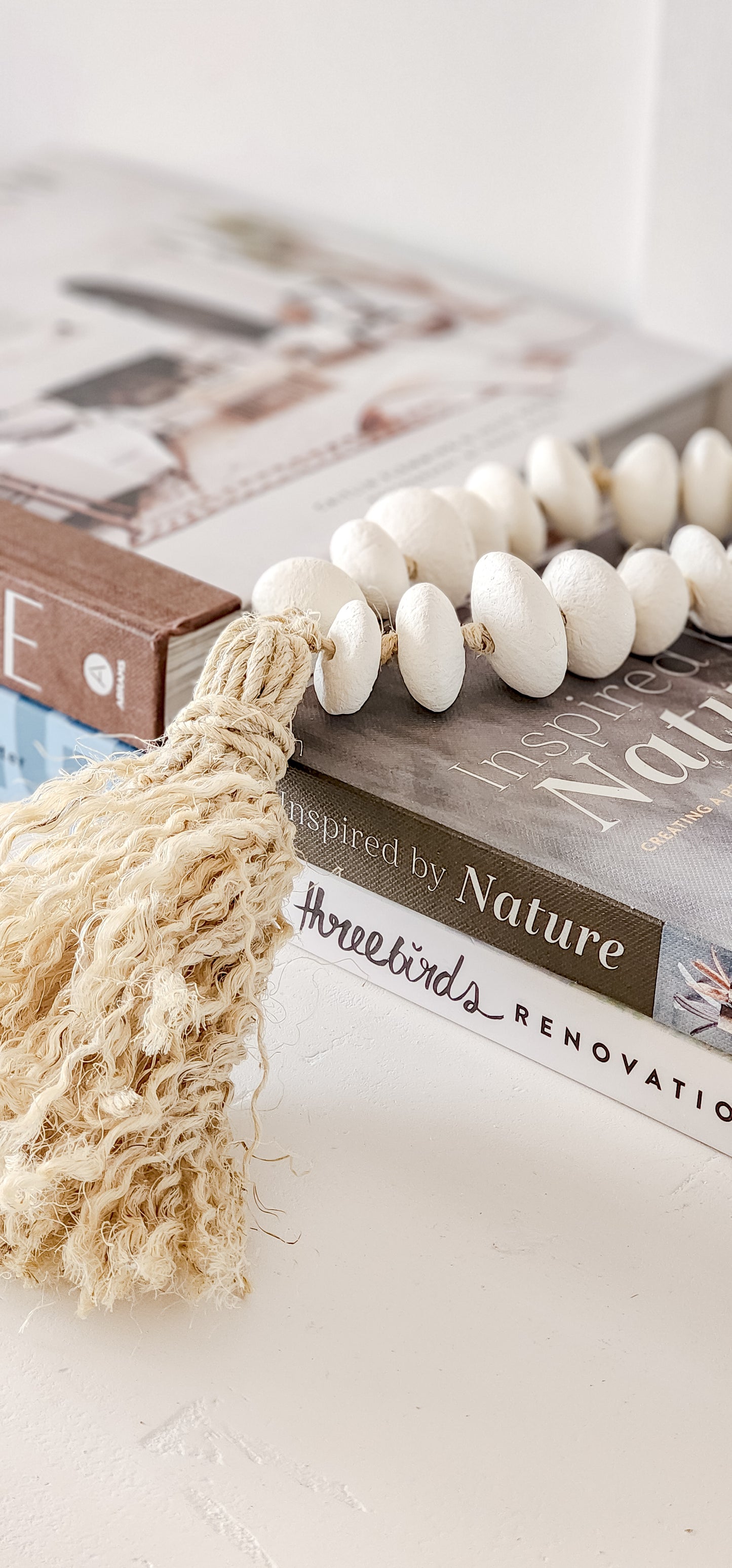 Clay beads with tassel.