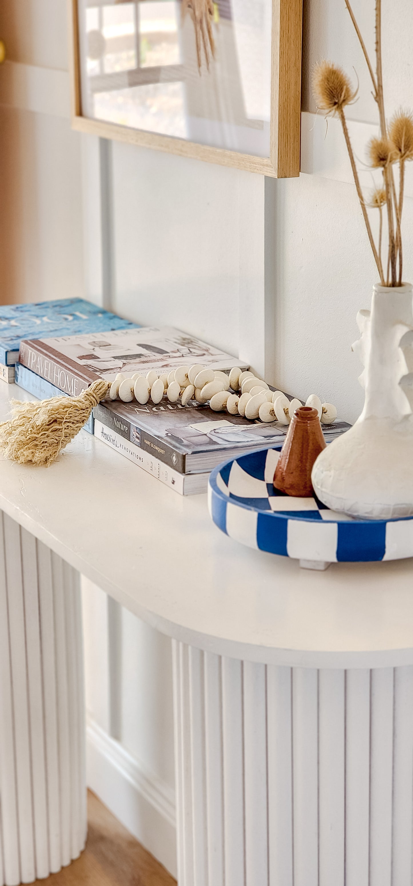 Clay beads with tassel.
